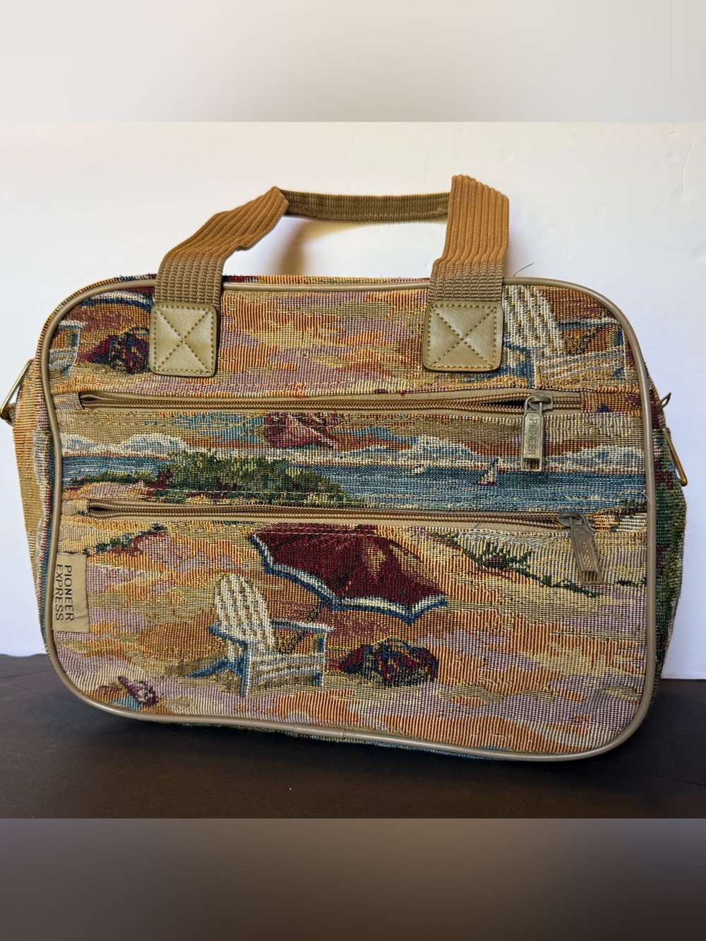 Coastal Grandma/ Eclectic Grandpa small tapestry style duffle bag